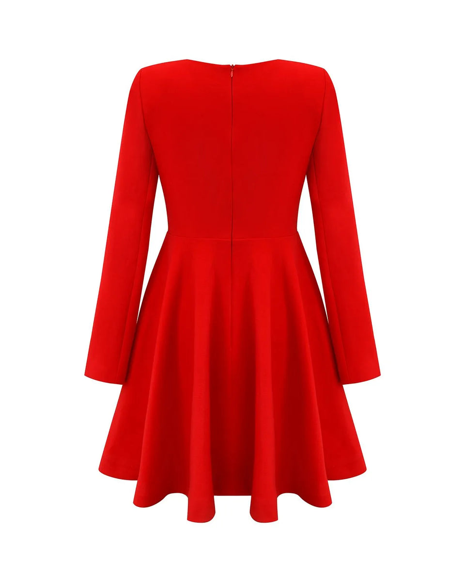 Robe rouge longue shops manche