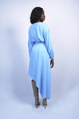 Baby blue asymmetrical dolman dress