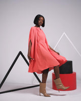 Robe cape corail avec zip