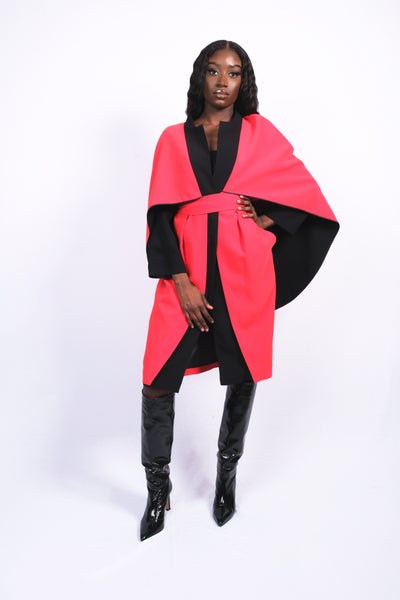 Robe cape bicolore, esprit manteau au