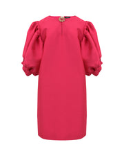 Robe rose soie sauvage manches bouffantes