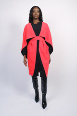 Two-tone cape dress, coat style