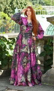 Maxi robe en organza de soie multicolore
