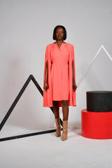 Robe cape corail avec zip