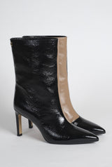 Bottines en cuir d’agneau vernis bicolore