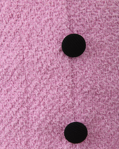 Mini-jupe bicolore rose et noir en tweed