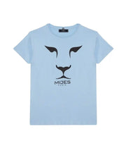 Tee-shirt bleu ciel lion noir