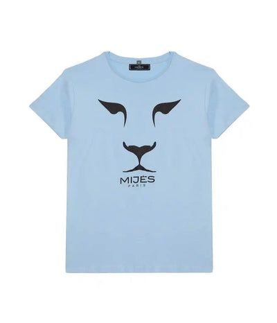 Tee-shirt bleu ciel lion noir