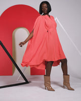 Robe cape corail avec zip