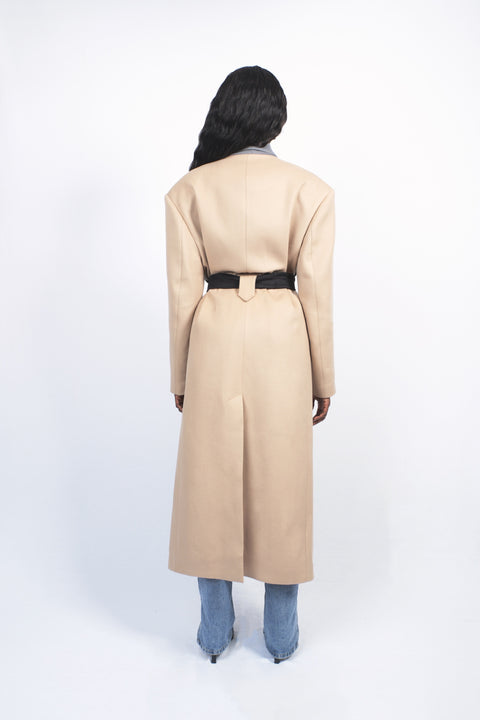 Multicolored oversized cashmere coat.