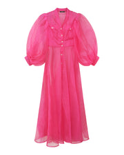 Maxi Robe tunique en organza de soie rose