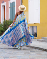 Robe fluide en soie one-shoulder