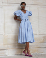 Ensemble en popeline rayures bleu