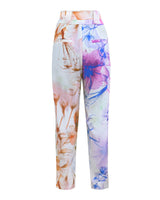 Pantalon Taille Haute à Pince au Motif Floral Abstrait
