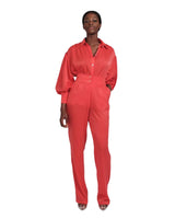 Pantalon taille haute rouge en soie  soie