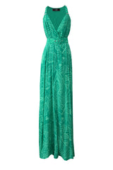Maxi robe verte à motifs