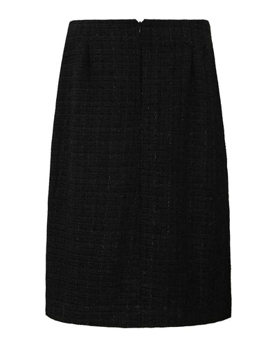 Jupe droite en tweed noir longueur genoux