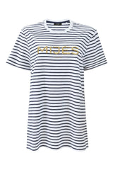 T-shirt oversize marinière perle logo doré