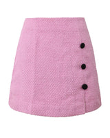 MINI JUPE BI-COLOR ROSE ET NOIR EN TWEED