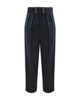 PANTALON RAYÉ À PINCES TAILLE HAUTE