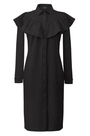 Robe chemise noire à volants